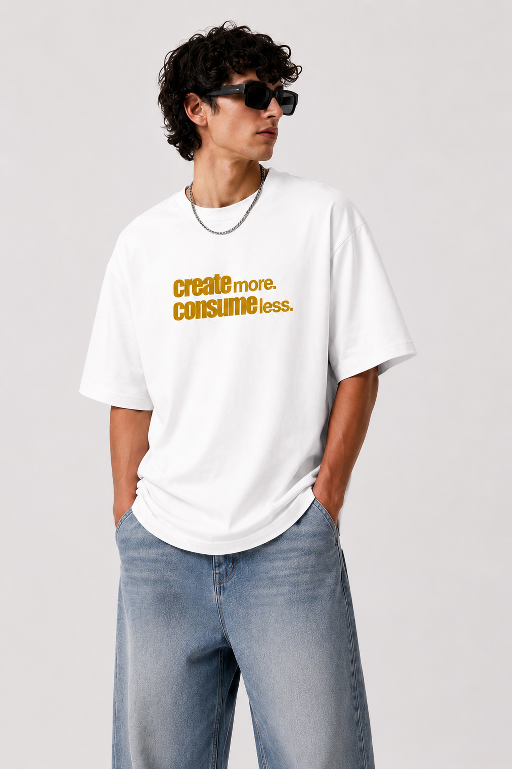 CREATE MORE CONSUME LESS FEELING OVERSIZED TEE