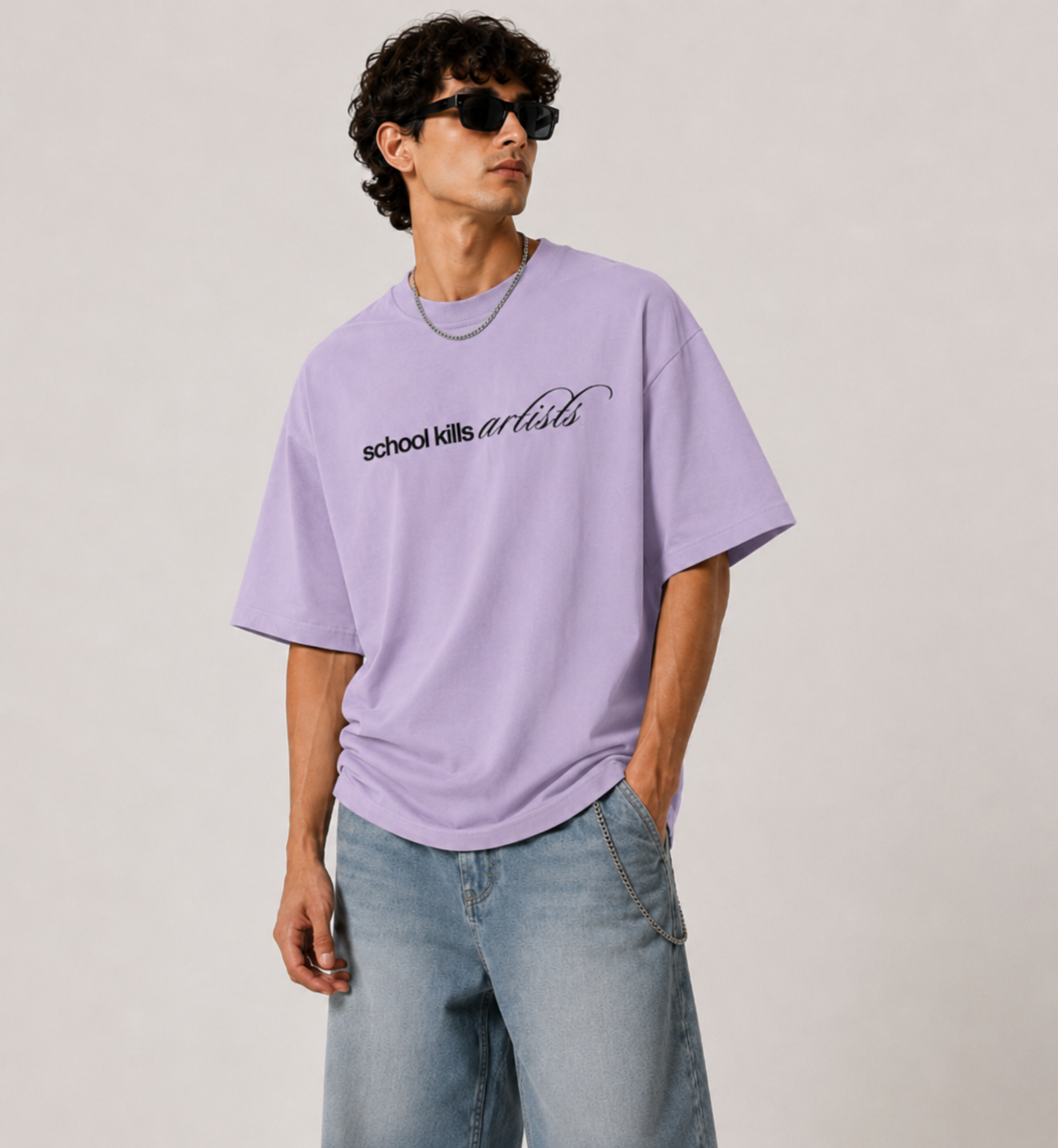 SCHOOL KILLS ARTISTS FEELING OVERSIZED TEE - LIGHT