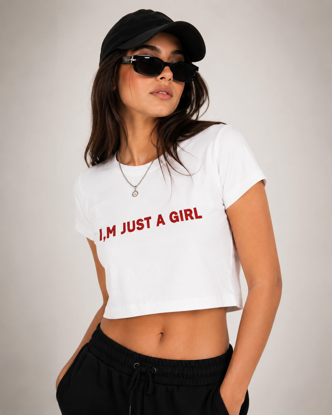 I,M JUST A GIRL MANEATER CROPTOP