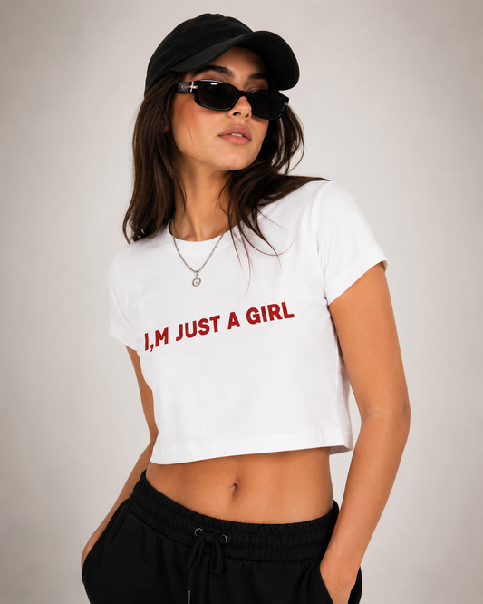 I,M JUST A GIRL MANEATER CROPTOP